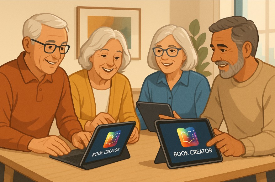 The Book Creator app -suitable for an art-therapy workshop for seniors 55+